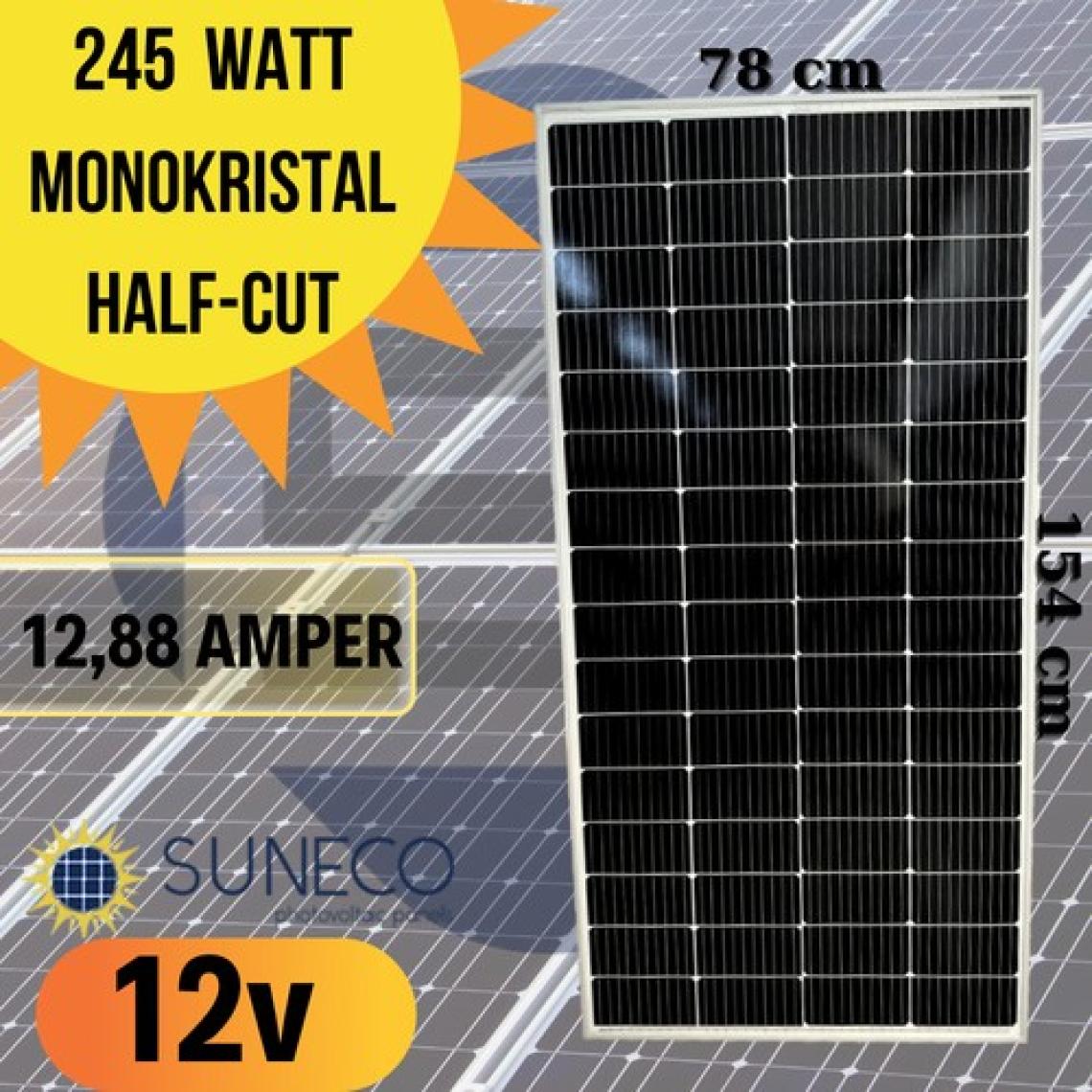 Suneco 245 Watt Halfcut Monokristal Solar Güneş Paneli A Sınıf 12 Volt 205 230 watt