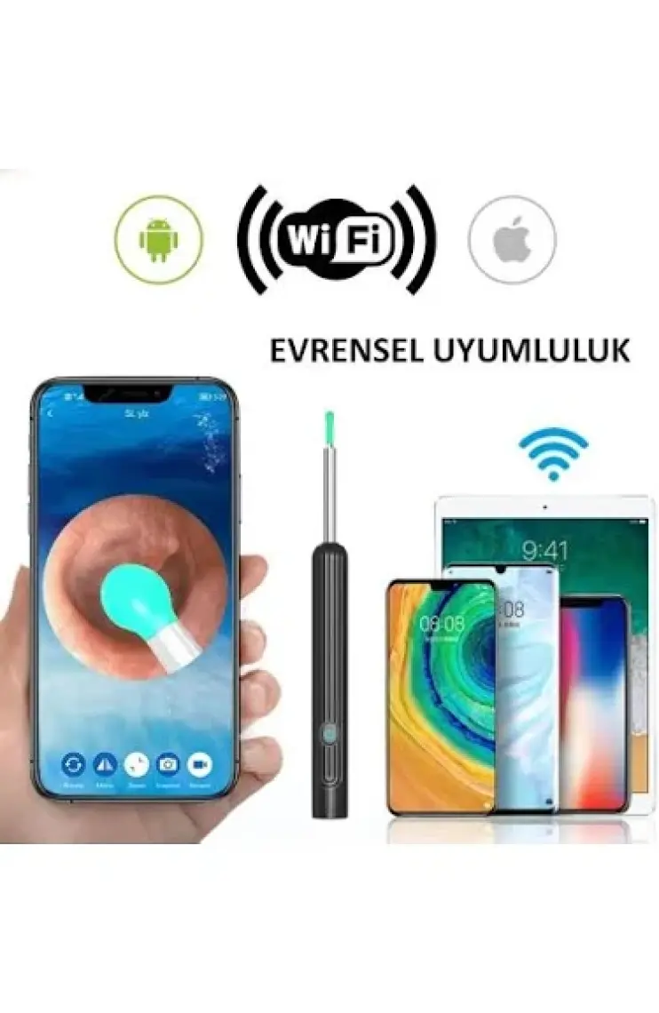 Valkyrie Kablosuz Wifi Kulak Temizleme Kamerası - Ios Android Iphone Uyumlu 1296P Hd LED Otoskop Kamera