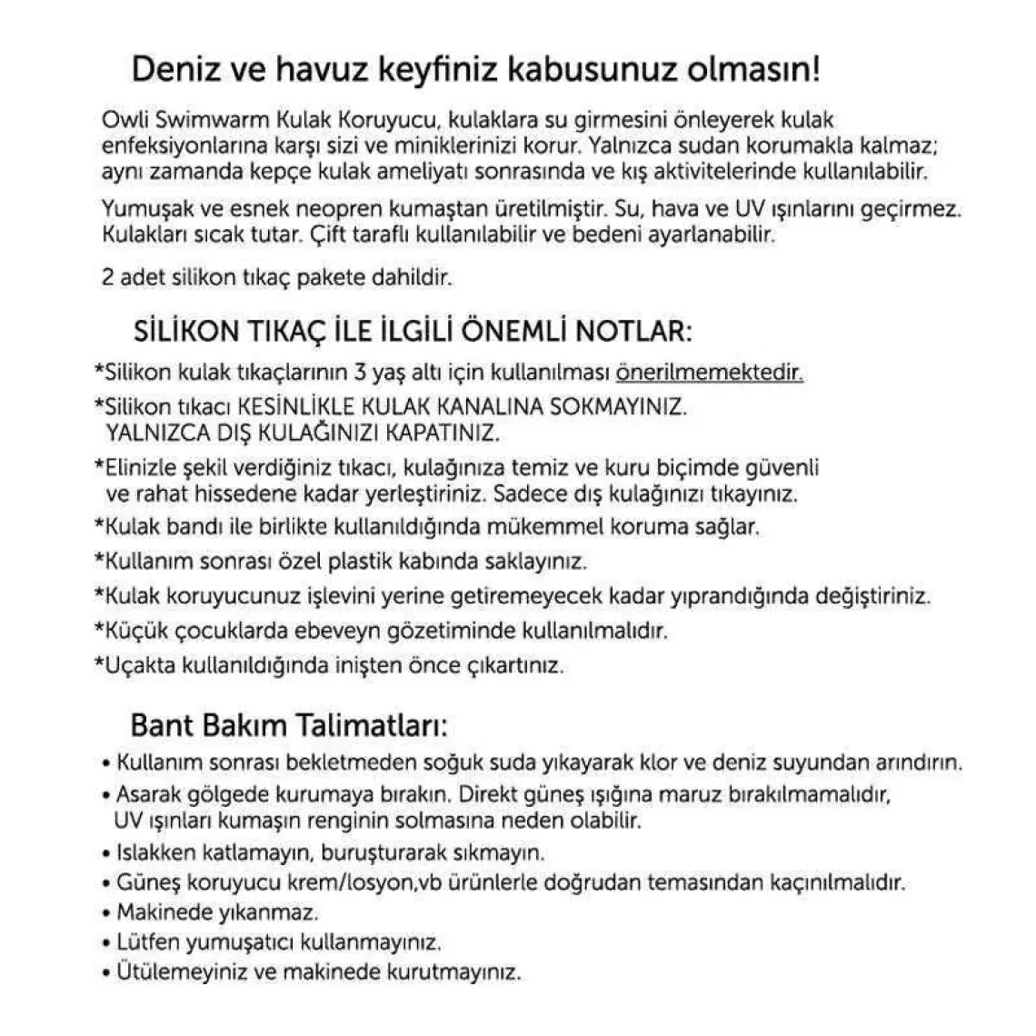 Owli Swimwarm Kulak Koruyucu Mavi Yetişkin