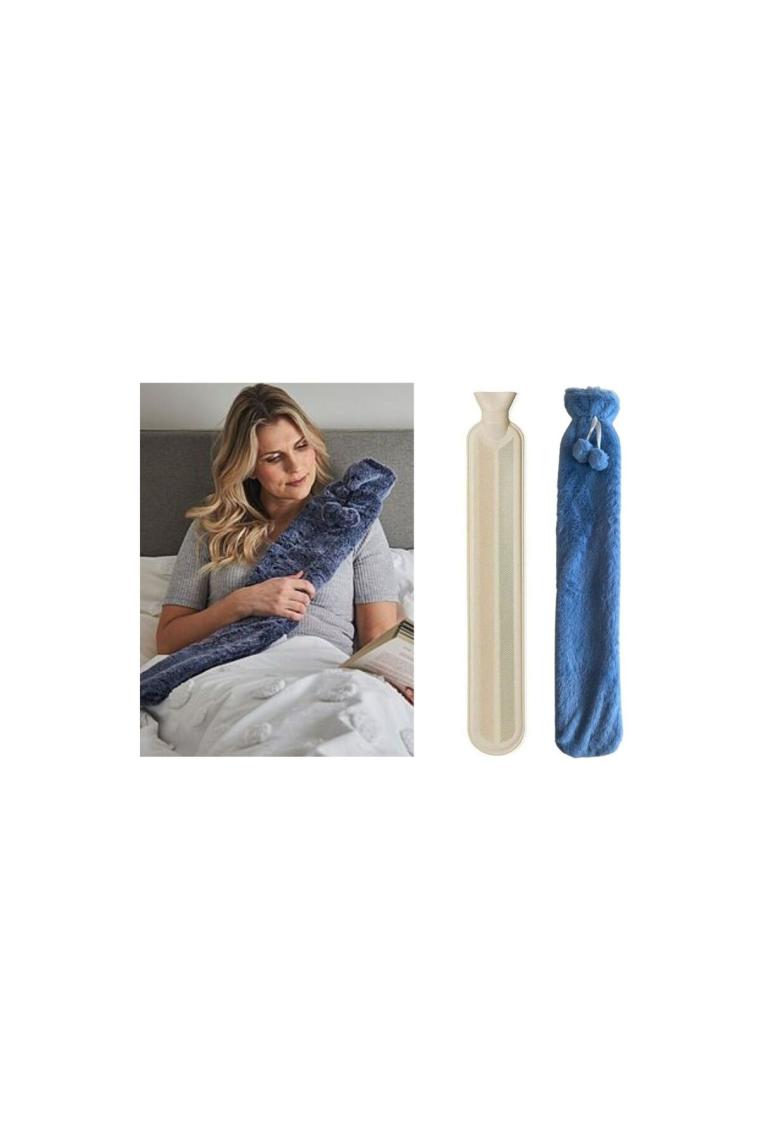 Bosphorus Sıcak Su Torbası Boyun ve Omuz Icın  Uzun Peluş Mavi Ponponlu 2lt Termofor 75X13CM
