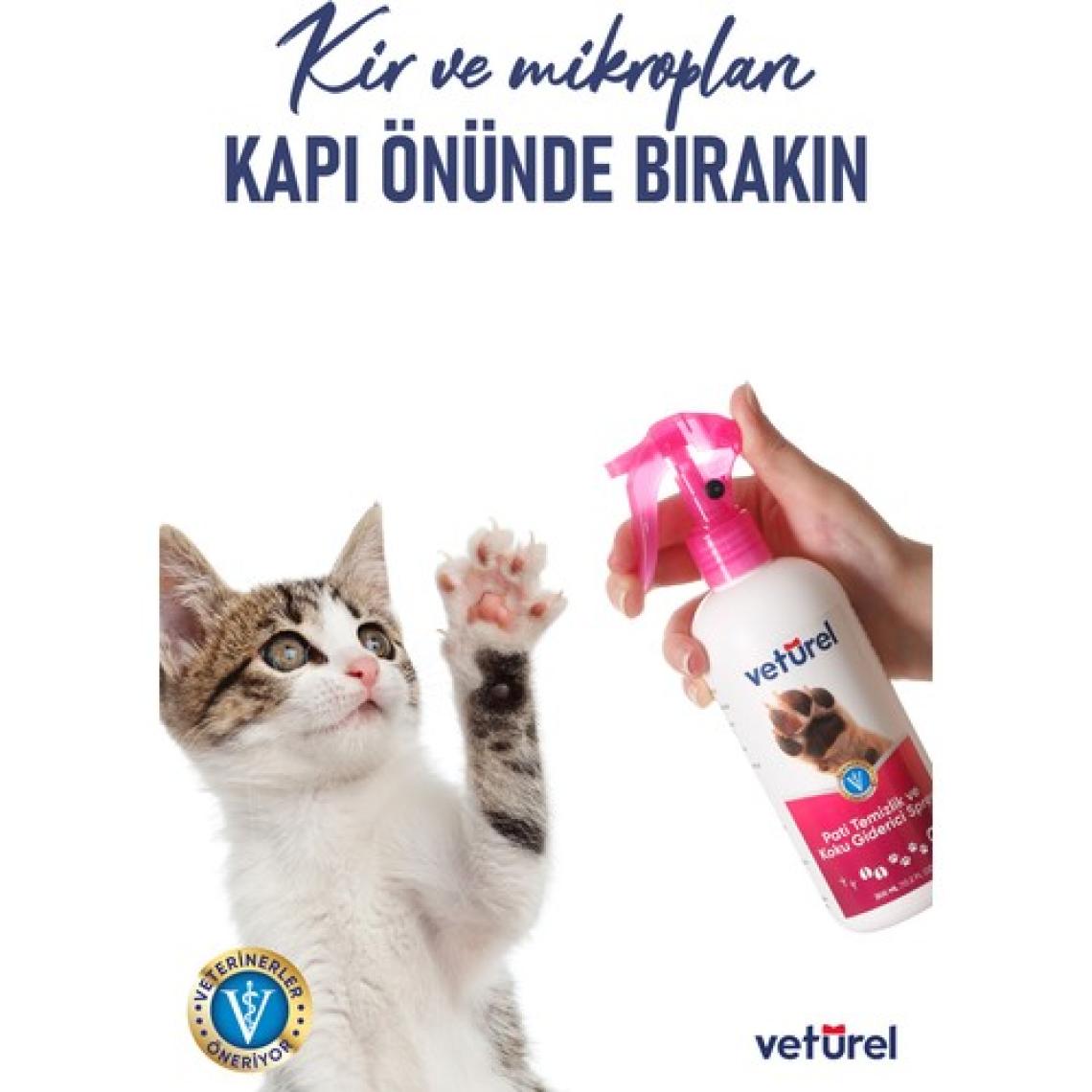 Veturel Pati Temizlik ve Koku Giderici Sprey 1000ml Kedi Tüy Köpek Pati Temizleme Köpüksüz Pati Bakım
