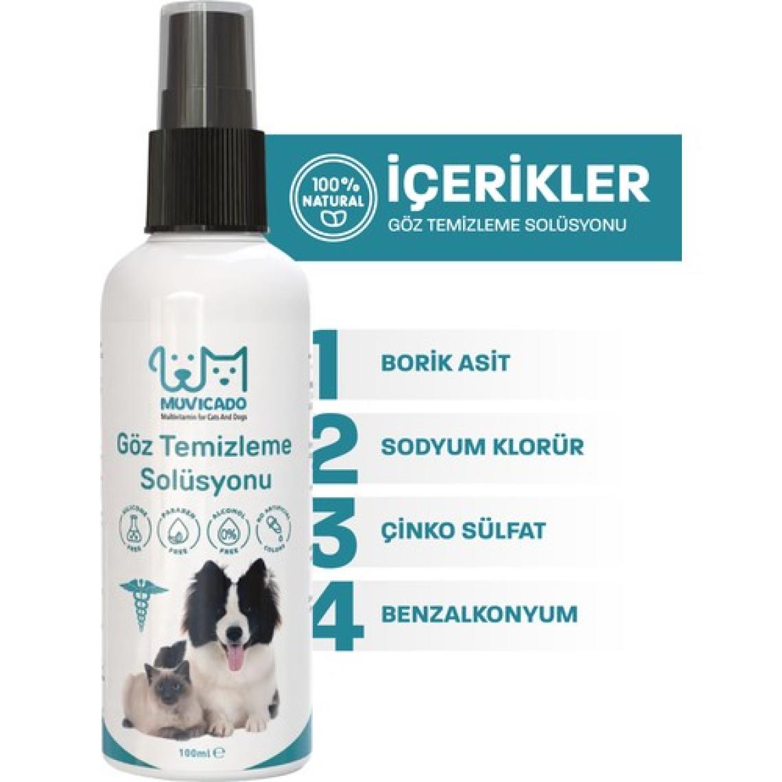 Kedi Köpek Göz Kulak Ağız Bakım Solüsyonu Yüz Deri Temizleme Hijyen Spreyi 100 Ml