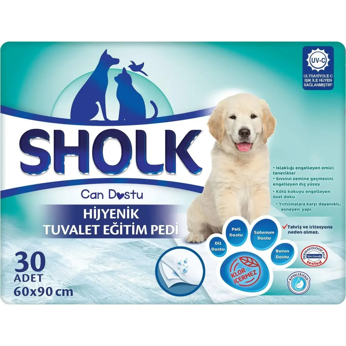 Sholk Hipoalerjenik Köpek Çiş Eğitim Pedi 60 x 90cm (30'lu)