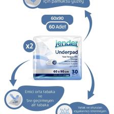 Jender Yatak Koruyucu Örtü 60X90 Kedi Köpek Çiş Pedi 30 'lu x 2 Paket