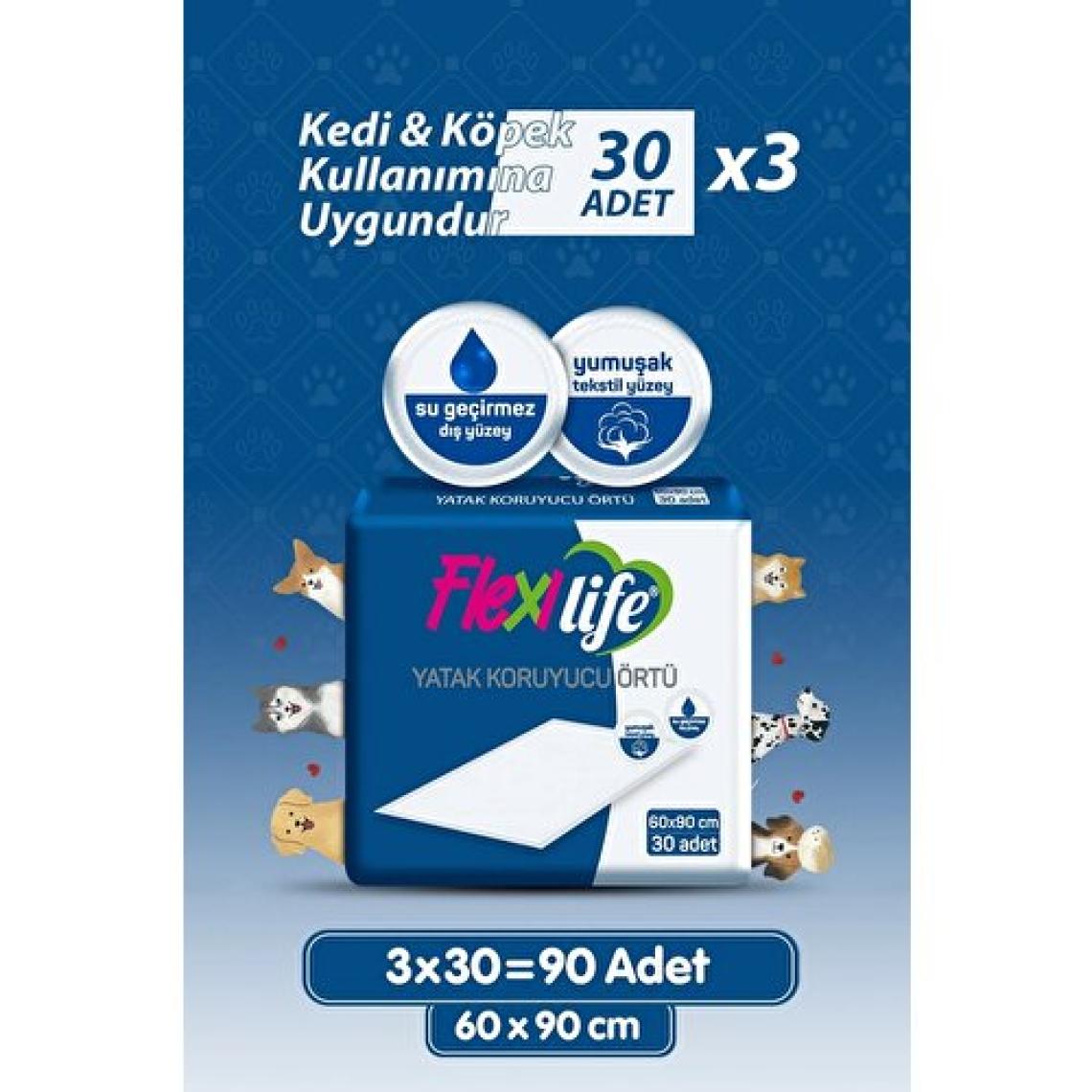Flexi Flexilife Evcil Hayvan Çiş Pedi Yatak Koruyucu 60X90 cm 90 Kullanım