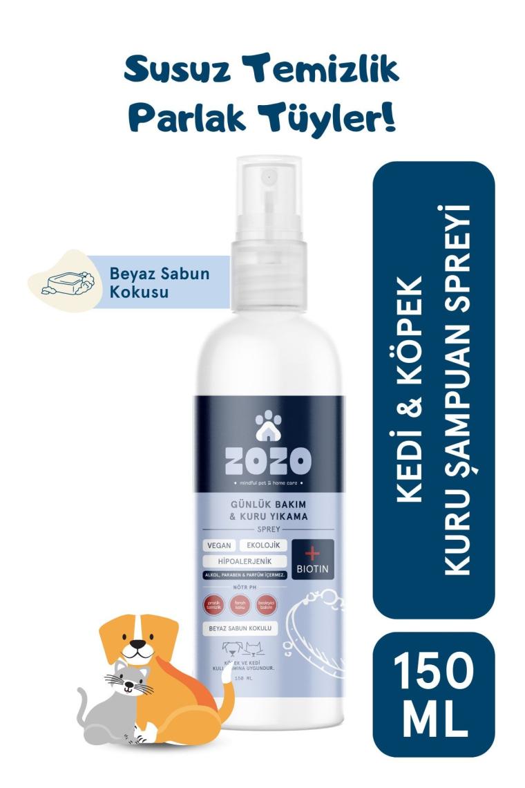 Kedi & Köpek Kuru Şampuan Sprey - Beyaz Sabun Kokusu - Hipoalerjenik - 150 Ml