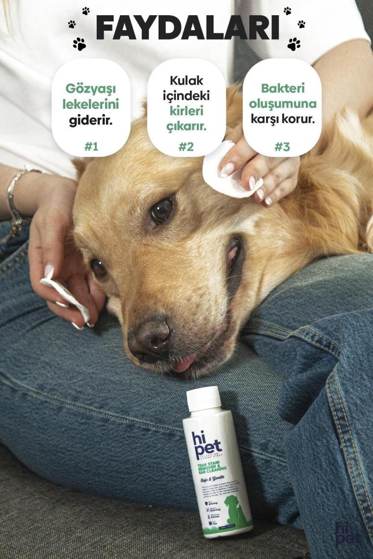 HiPet Köpek Göz Çevresi/ Gözyaşı Lekesi Temizleme/ Kulak Temizleme Solüsyonu 120 ml