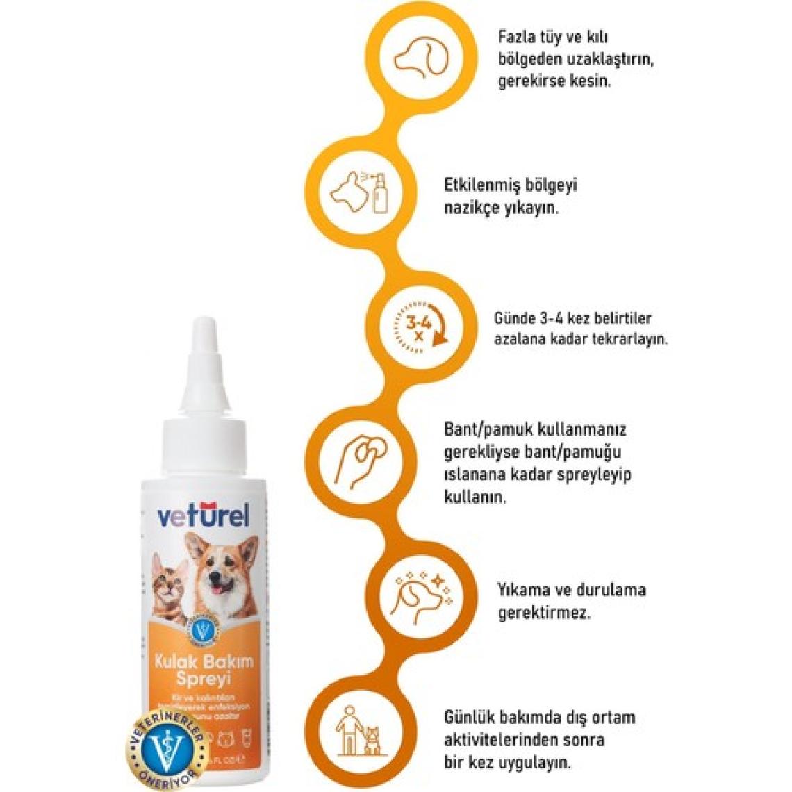 Kulak Bakım Spreyi 3X100Ml Kedi Kulak Temizleme Köpek Kulak Uyuzu Kir Bulaş