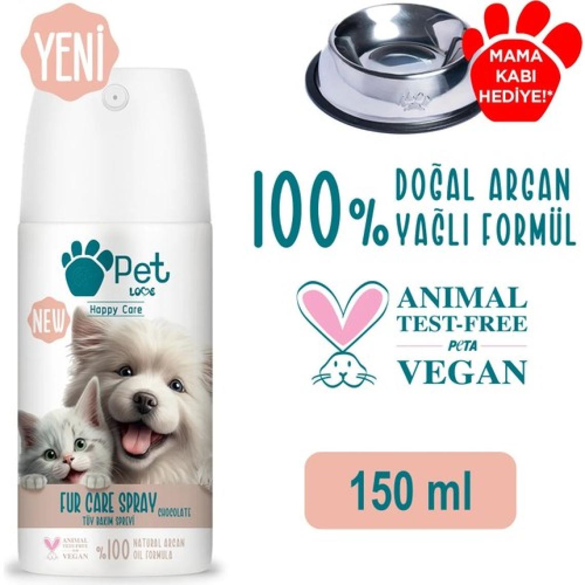 Pet Love Kediler Ve Köpekler İçin Tüy Bakım Spreyi Çikolata 150 Ml Doğal Argan Yağlı