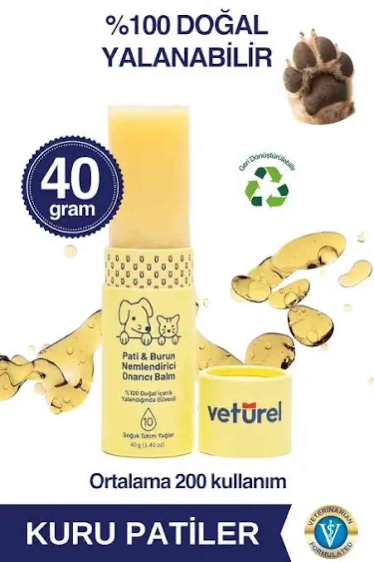 Kedi Köpek Pati Balm %100 Doğal Nemlendirici Stick Dirsek Burun Koruyucu Onarıcı Bakım - 40GR