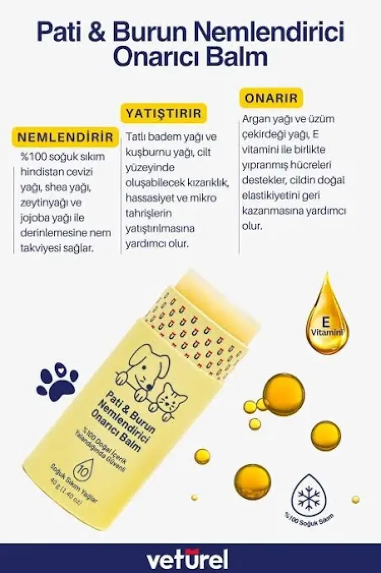 Kedi Köpek Pati Balm %100 Doğal Nemlendirici Stick Dirsek Burun Koruyucu Onarıcı Bakım - 40GR