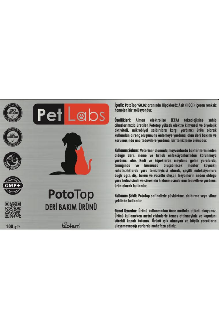Pet Labs Poto Top 100 Ml.( Kedi ve Köpekler Için Pati Deri Meme Göz ve Kulak Temizlik Bakım Solüsyonu )