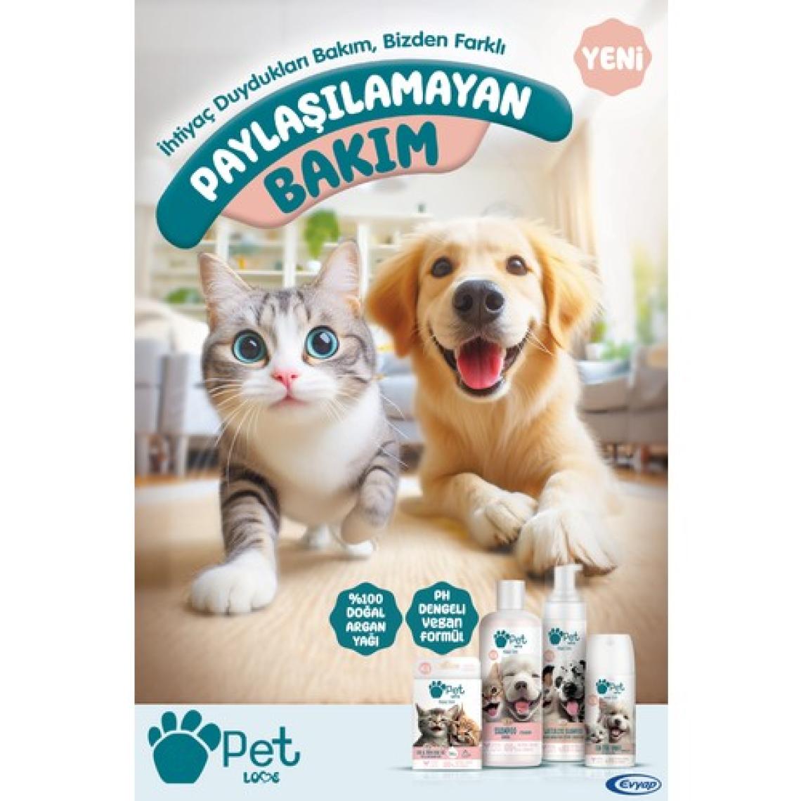 Pet Love Kediler ve Köpekler İçin Temizleme Mendili 4X60 Adet 100% Doğal Argan Yağlı