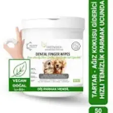 Greenwich Vegan Bitkisel İçerikli Kedi Köpek Diş Temizleme Islak Hijyenik Parmak Mendil 50 Adet