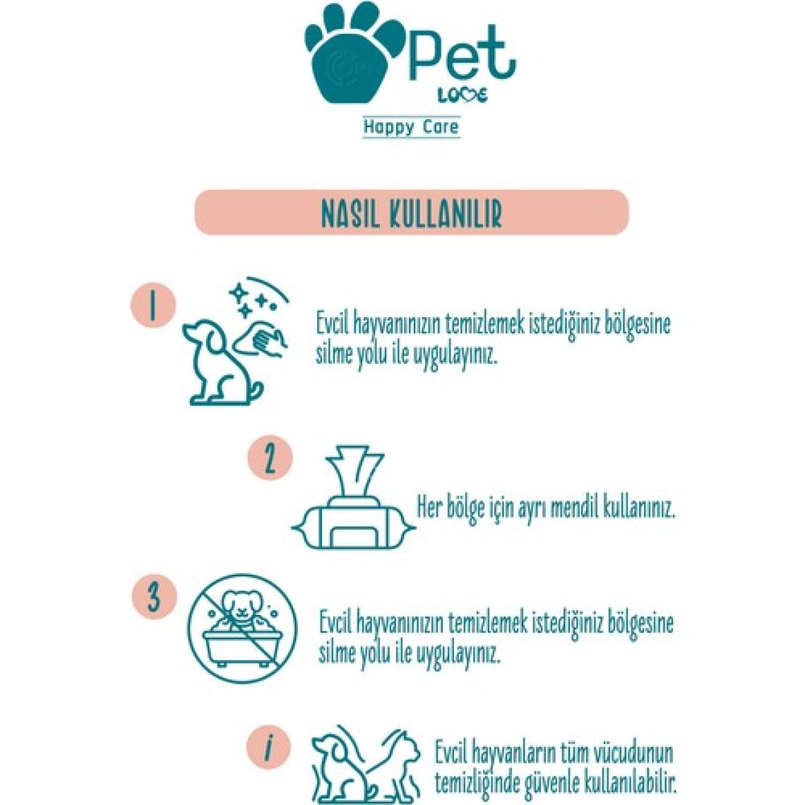 Pet Love Kediler ve Köpekler İçin Temizleme Mendili 4X60 Adet 100% Doğal Argan Yağlı