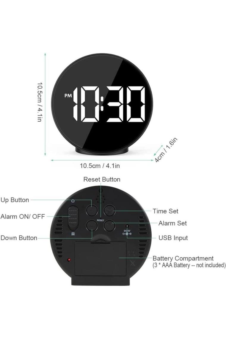 Valkyrie Çift Alarmlı LED Touch Snooze Şık Tasarım Masa Saati Siyah