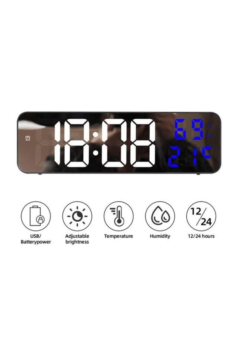 Valkyrie Nem Ölçer Dereceli LED Duvar ve Masa Alarm Saati Lacivert