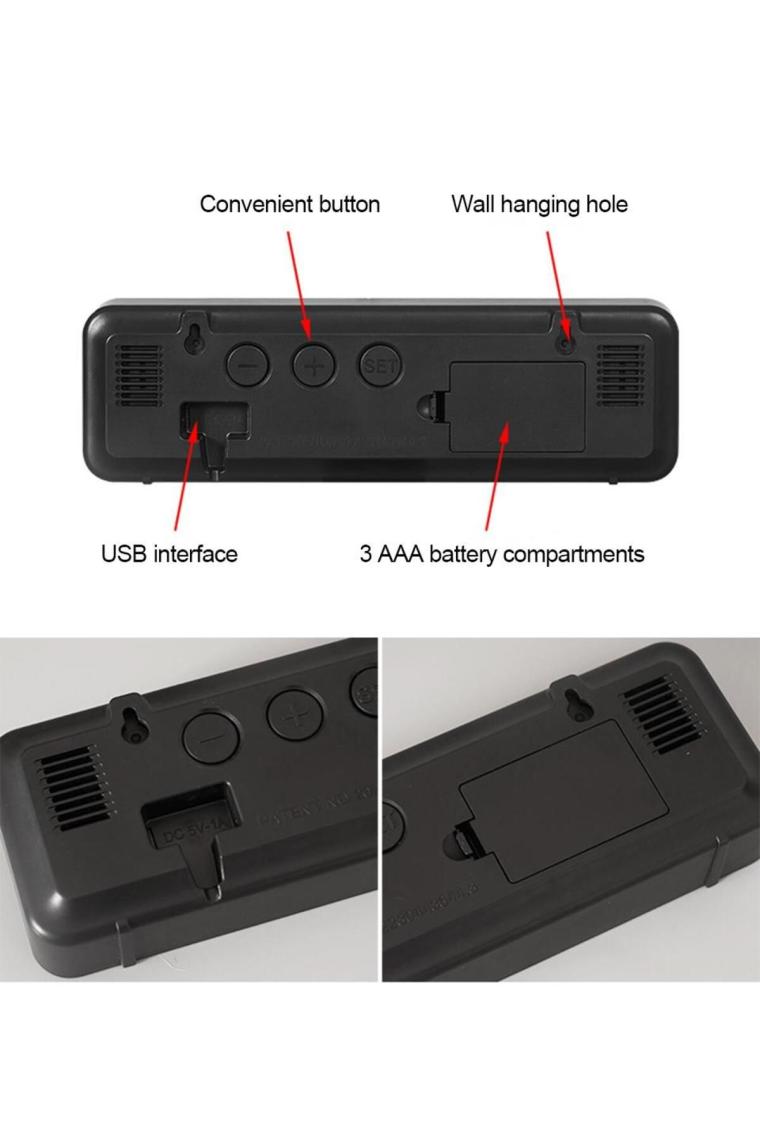 Valkyrie Nem Ölçer Dereceli LED Duvar ve Masa Alarm Saati Lacivert