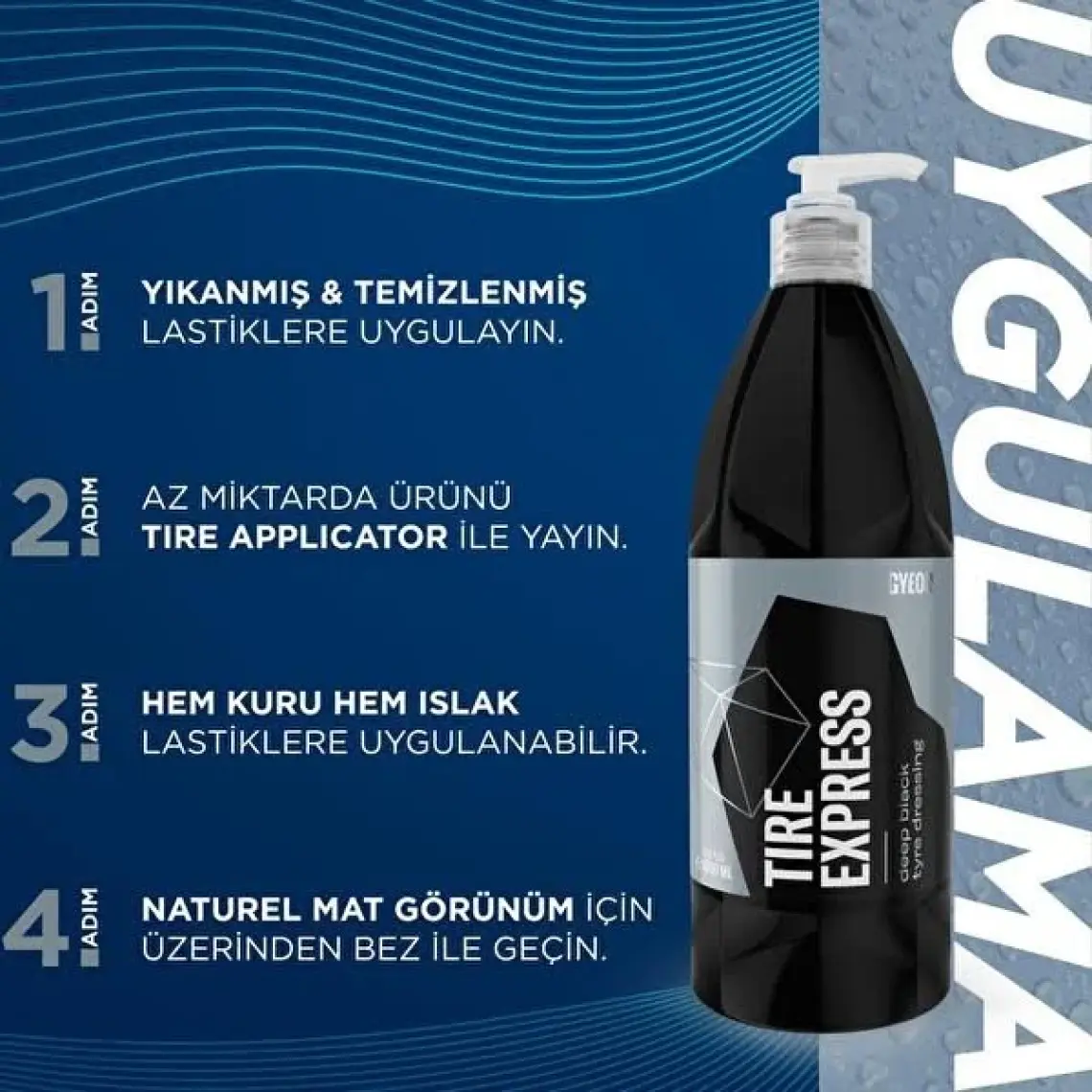 Gyeon Q²m Tire Express Lastik Parlatıcı ve Koruyucu - 500 ml -Su Bazlı Jel Oto Lastik Cilası