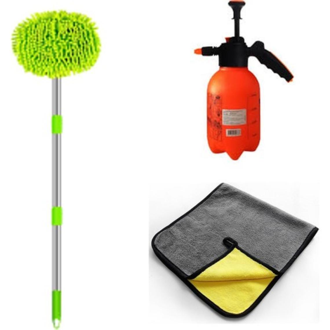 Hansel 3'lü Set Basınçlı Oto Yıkama Pompası Köpük Yapıcı + Mikrofiber Bez + Şönil Araba Yıkama Fırçası