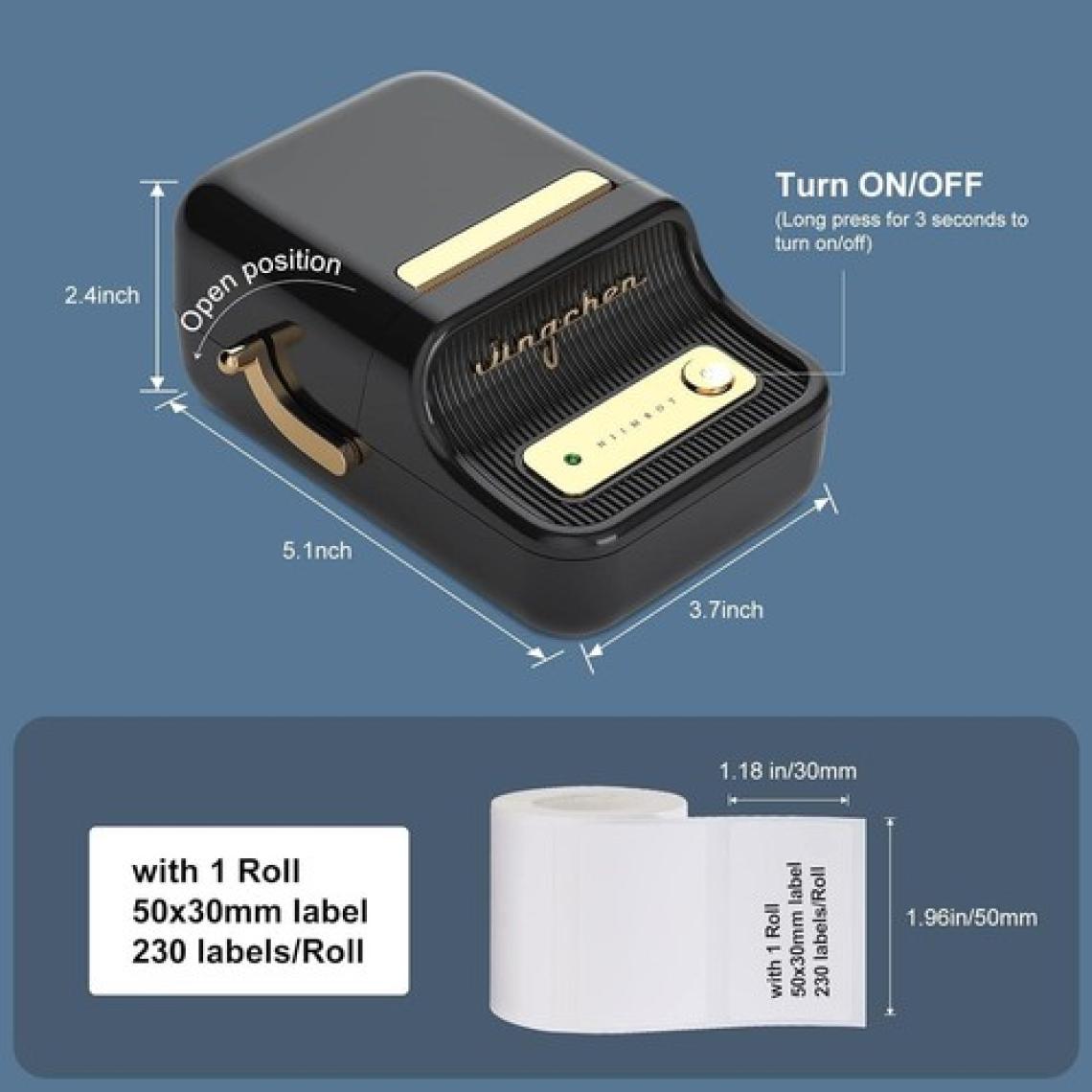 Niimbot B21S Bluetooth Taşınabilir Termal Etiket Yazıcı - Siyah