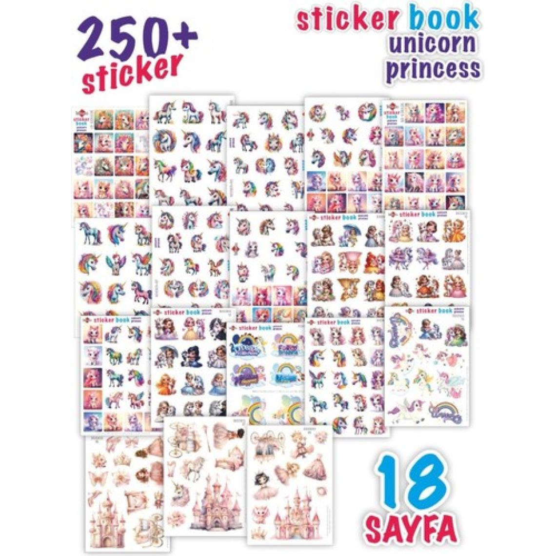 İstisna 250 Unicorn Prenses Sticker Book Ajanda Bullet Journal Laptop Telefon Bavul Etiket Defteri Kitabı