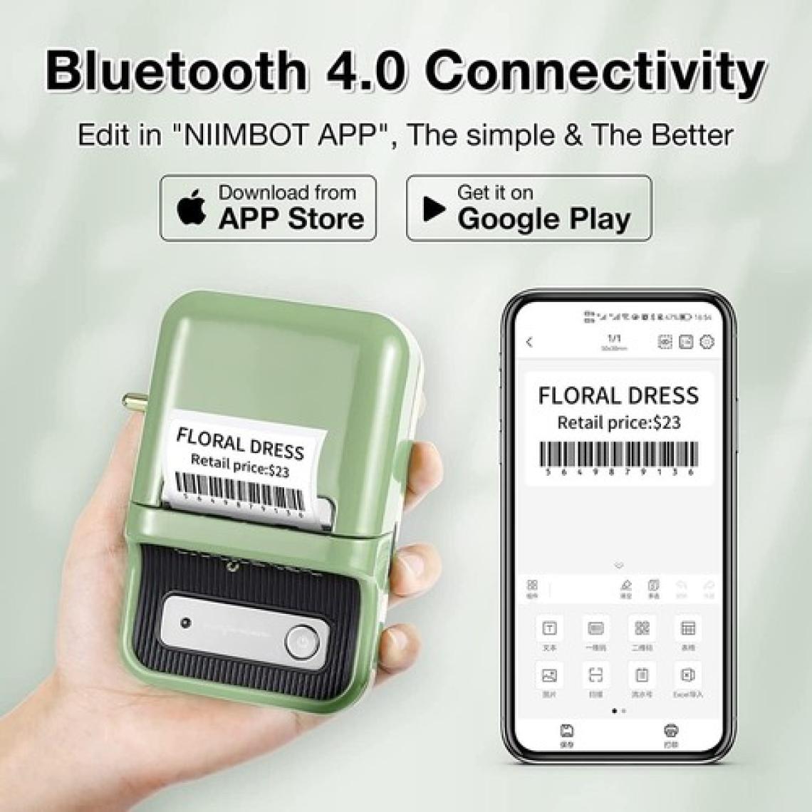 Niimbot B21S Bluetooth Taşınabilir Termal Etiket Yazıcı - Yeşil