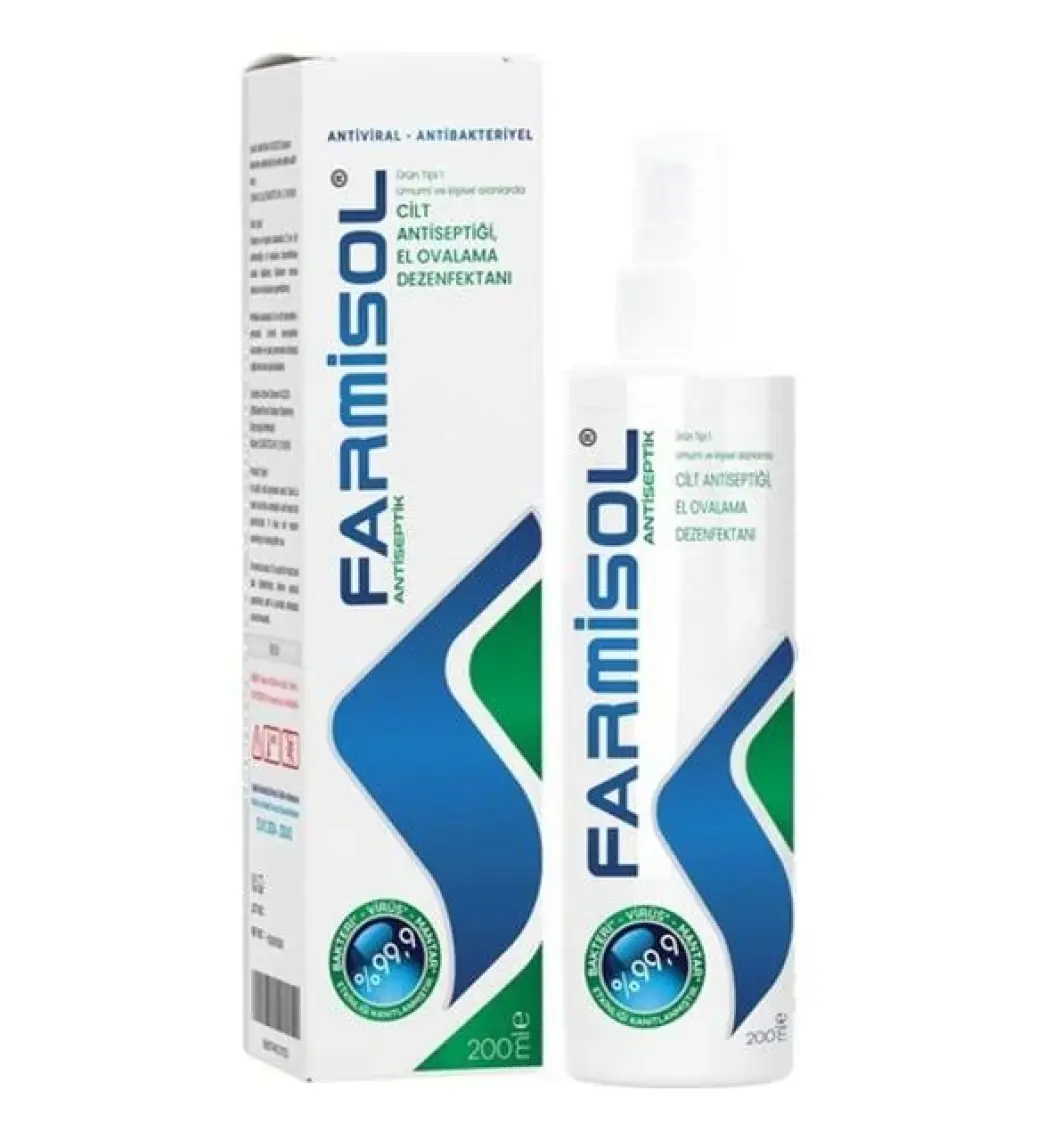 Farmisol Alkolsüz Antiseptik Dezenfektan Sprey 200 ml - Durulama Gerektirmeyen El ve Cilt Temizleyici