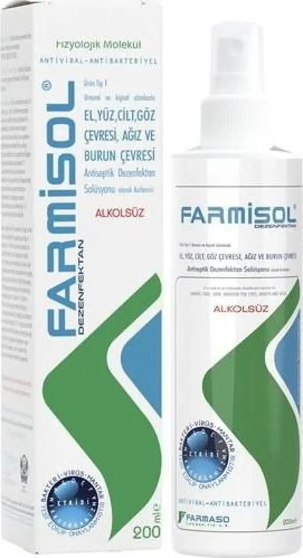 Farmisol Alkolsüz Antiseptik Dezenfektan Sprey 200 ml - Durulama Gerektirmeyen El ve Cilt Temizleyici