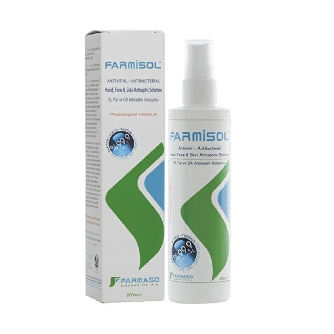 Farmisol Alkolsüz Antiseptik Dezenfektan Sprey 200 ml - Durulama Gerektirmeyen El ve Cilt Temizleyici