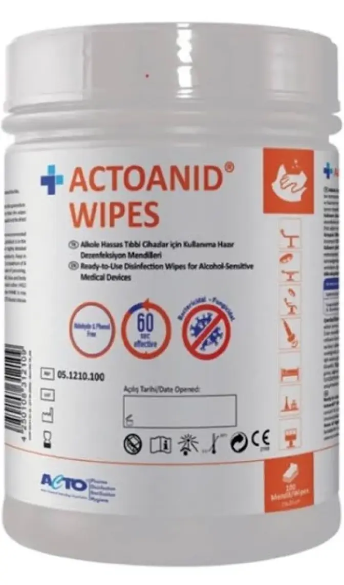 Actoanid Wipes 100 Pcs Dezenfeksiyon Mendili