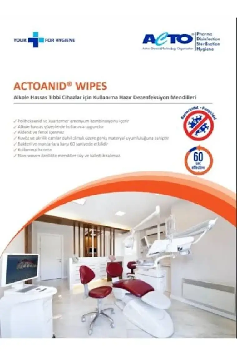 Actoanid Wipes 100 Pcs Dezenfeksiyon Mendili