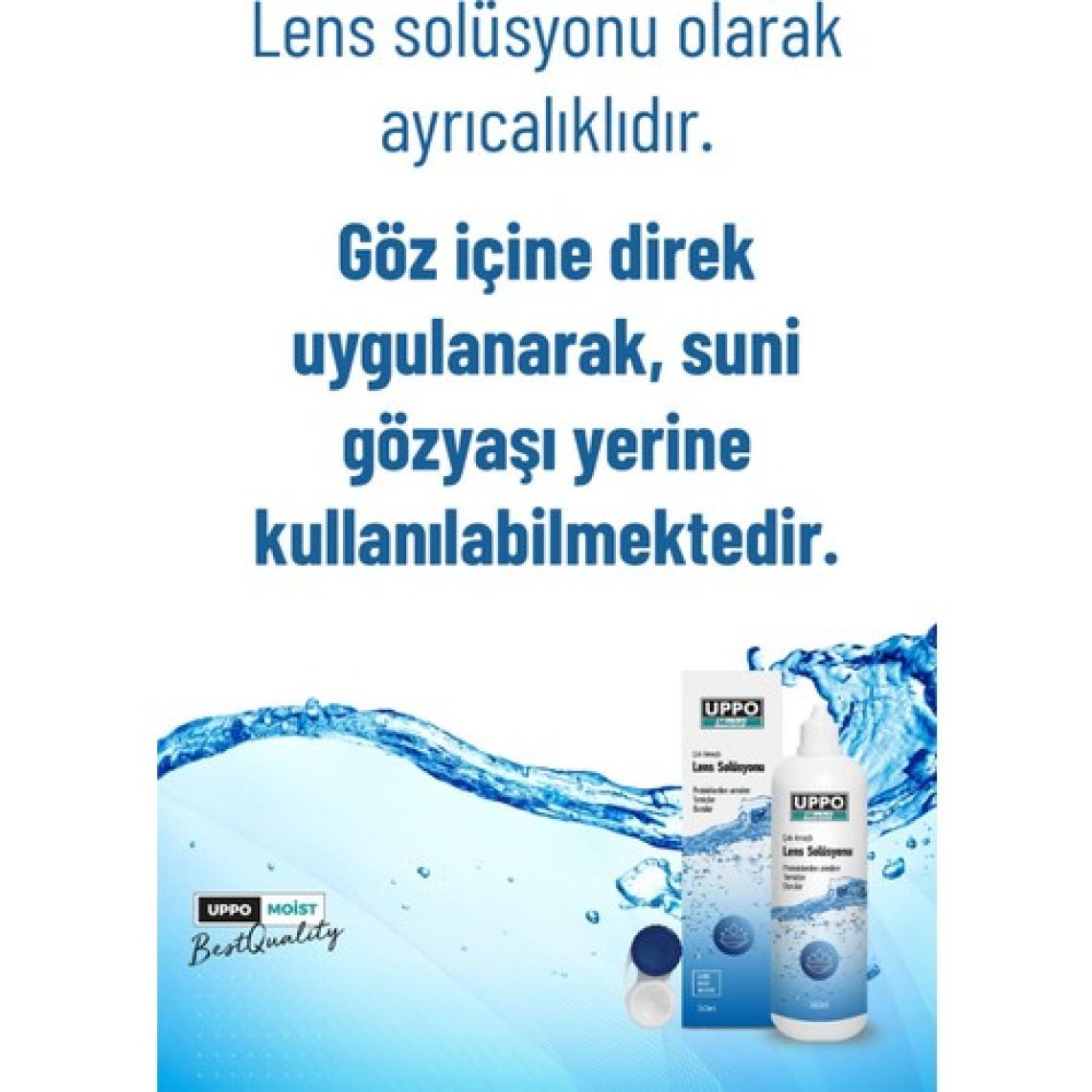 Uppo Moist Lens  Solüsyonu 360 ml 2 Li Paket Türkiye'de ve Dünya'da Ozanlama Teknolojisi ile Üretilen Ilk Solüsyon