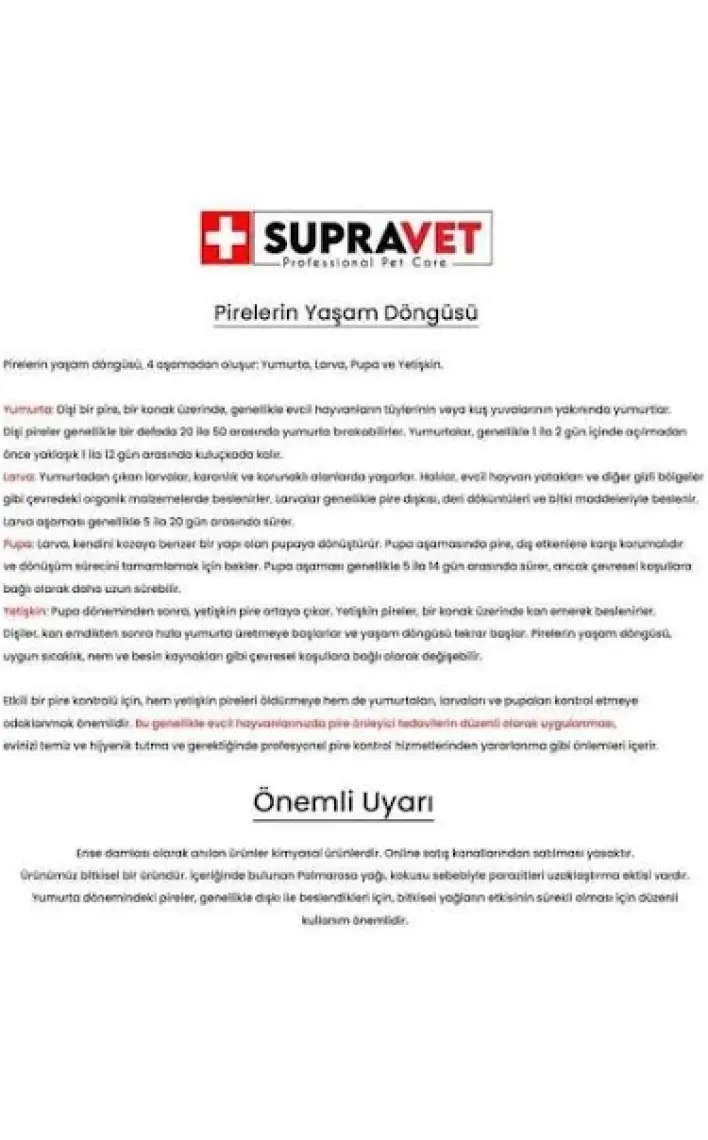 Supravet Kedi Deri ve Tüy Bakım Dış Parazit Için Bitkisel Damla 1 ml