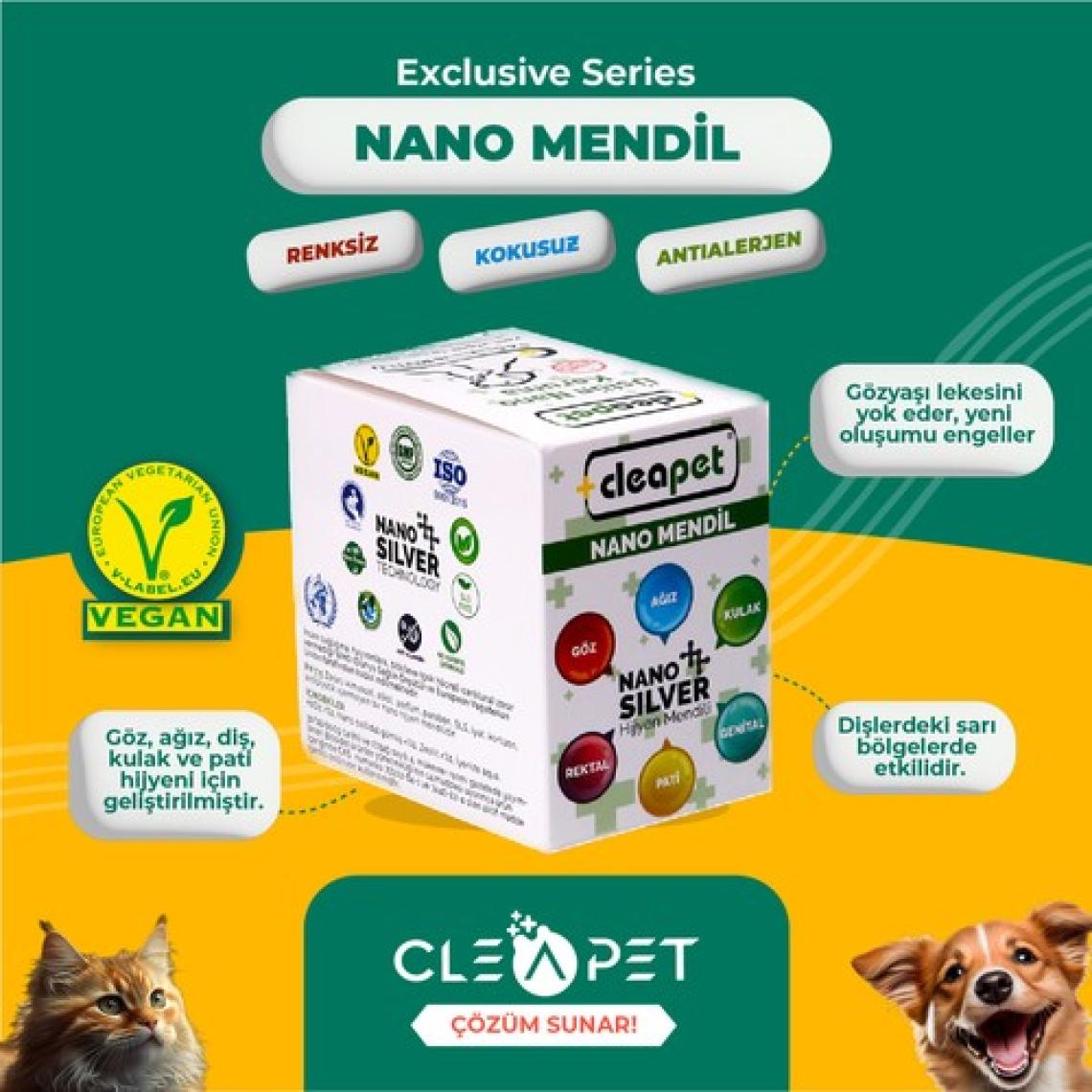 Cleapet Evcil Hayvan Günlük Hijyenik Temizleme Mendili (15’li)