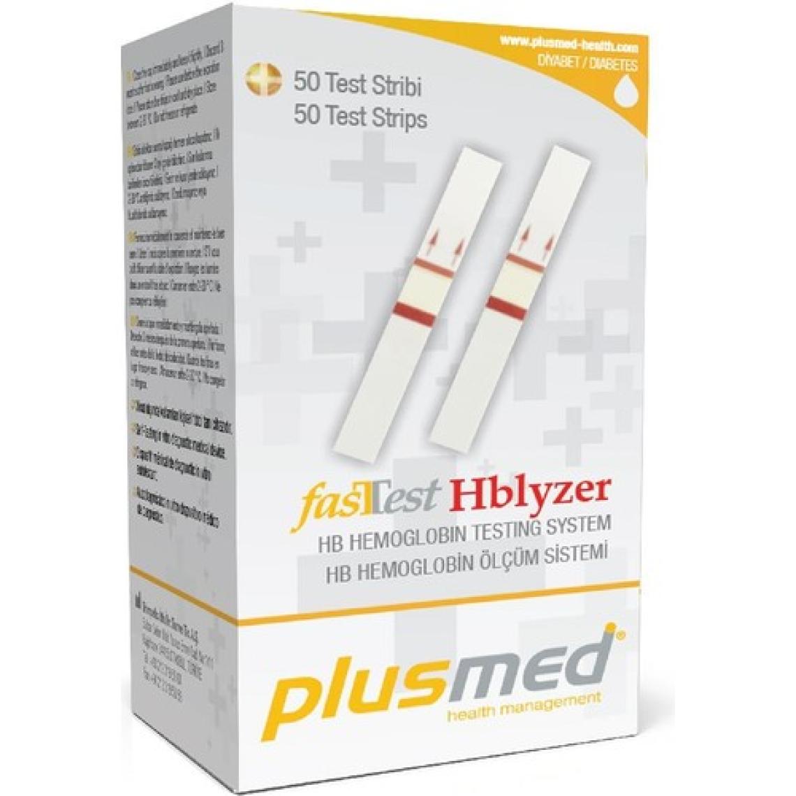 PLUSMED  Fasttest Hblyzer Hemoglobin Ölçüm Test Stribi 50'Li