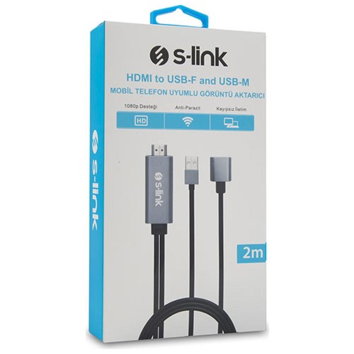 S-Link SL-IPH25 HDMI To Usb-F 2m Mobil Telefon Uyumlu Görüntü Aktarıcı Kablo