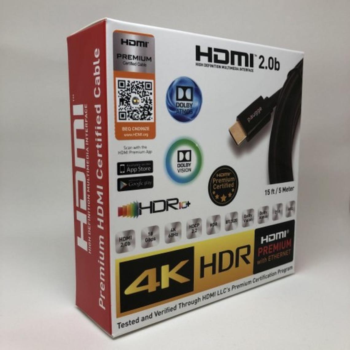 Paugge Hdmi 2.0b Premium Sertifikalı 4K 60Hz 18Gbps Bandwith HDR Dolby Vision HDCP 2.2 Destekli HDMI Kablo - 5 Metre