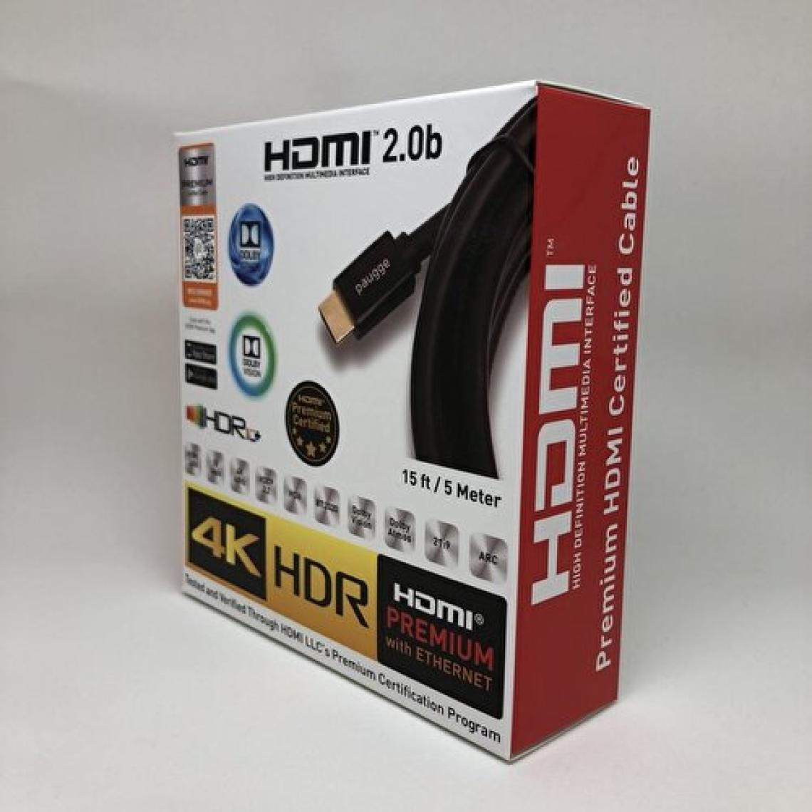 Paugge Hdmi 2.0b Premium Sertifikalı 4K 60Hz 18Gbps Bandwith HDR Dolby Vision HDCP 2.2 Destekli HDMI Kablo - 5 Metre