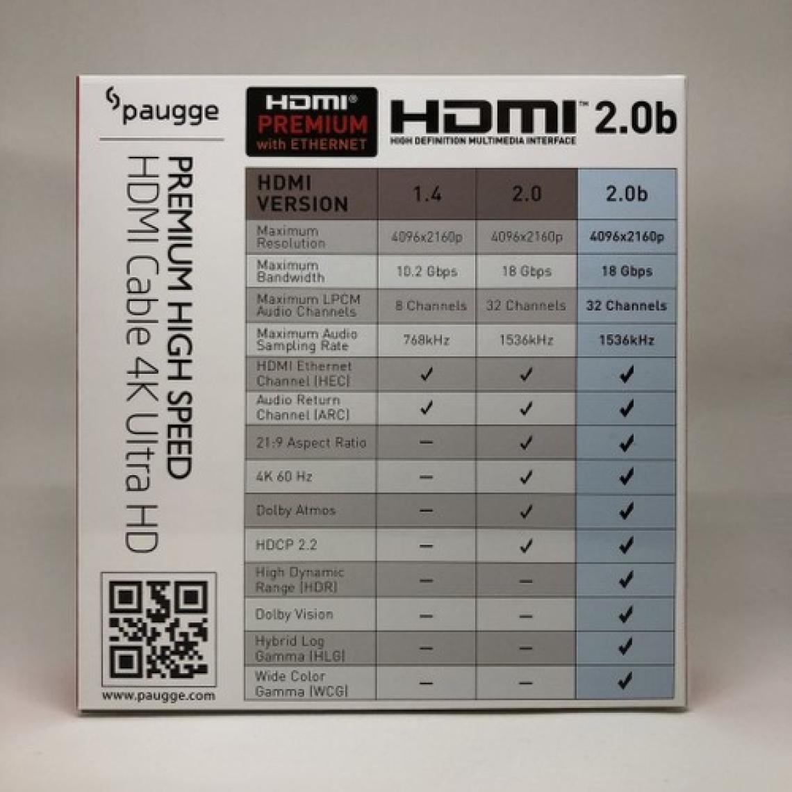 Paugge Hdmi 2.0b Premium Sertifikalı 4K 60Hz 18Gbps Bandwith HDR Dolby Vision HDCP 2.2 Destekli HDMI Kablo - 5 Metre