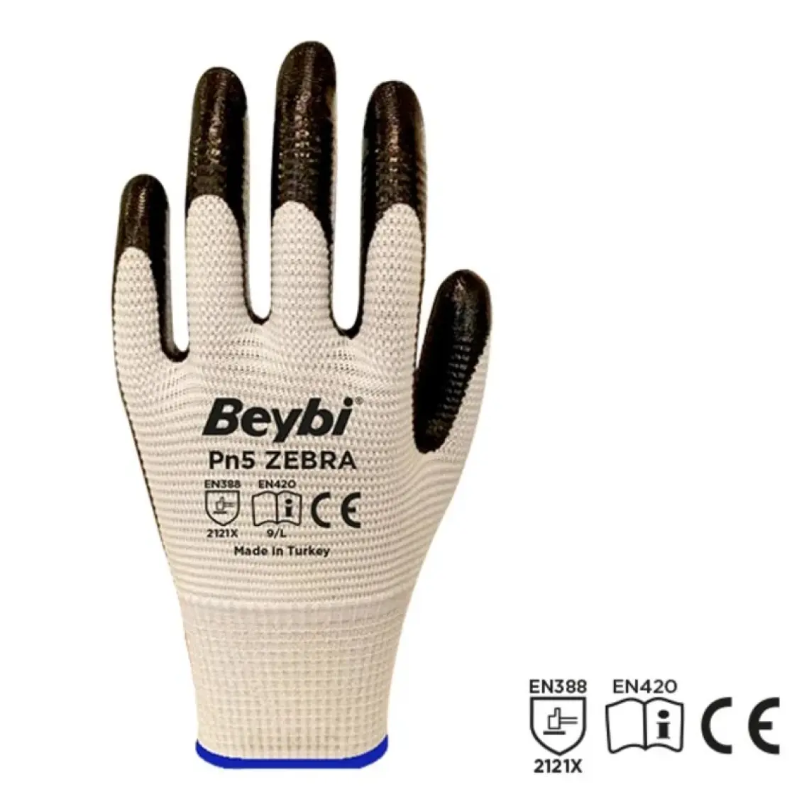 Beybi Pn5 Zebra Kırmızı Polyester Örme Nitril Eldiven