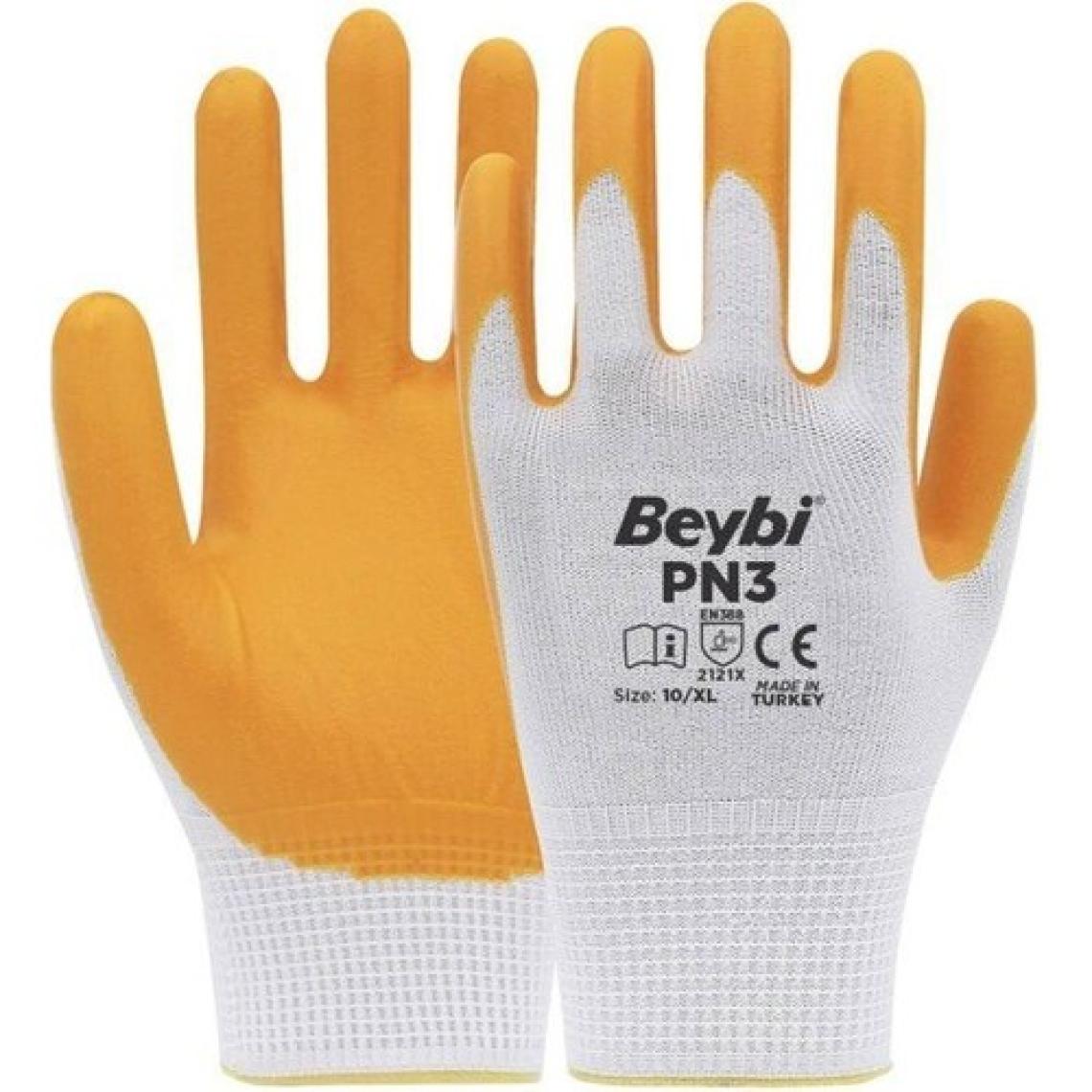 Beybi Pn3 Nitril Sarı Iş Eldiveni 9 Beden - 12 Çift