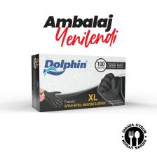 Dolphin Siyah Nitril Eldiven Pudrasız (Xl)