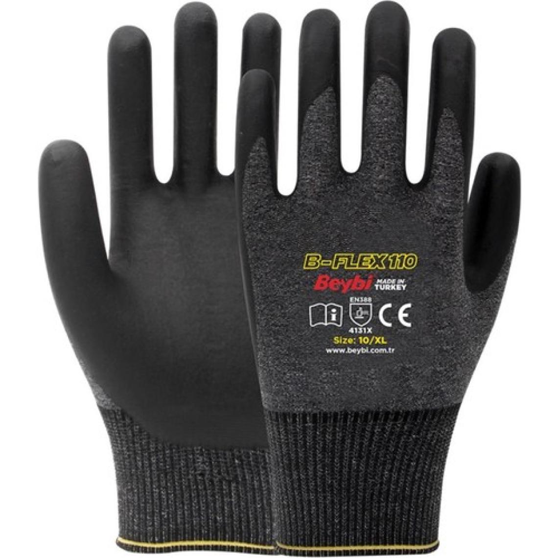 Beybi Flex110 8 Beden 12 Çift Likralı Nitril Likralı Naylon Örgü Üzeri Köpük Nitril Kaplı Eldiven