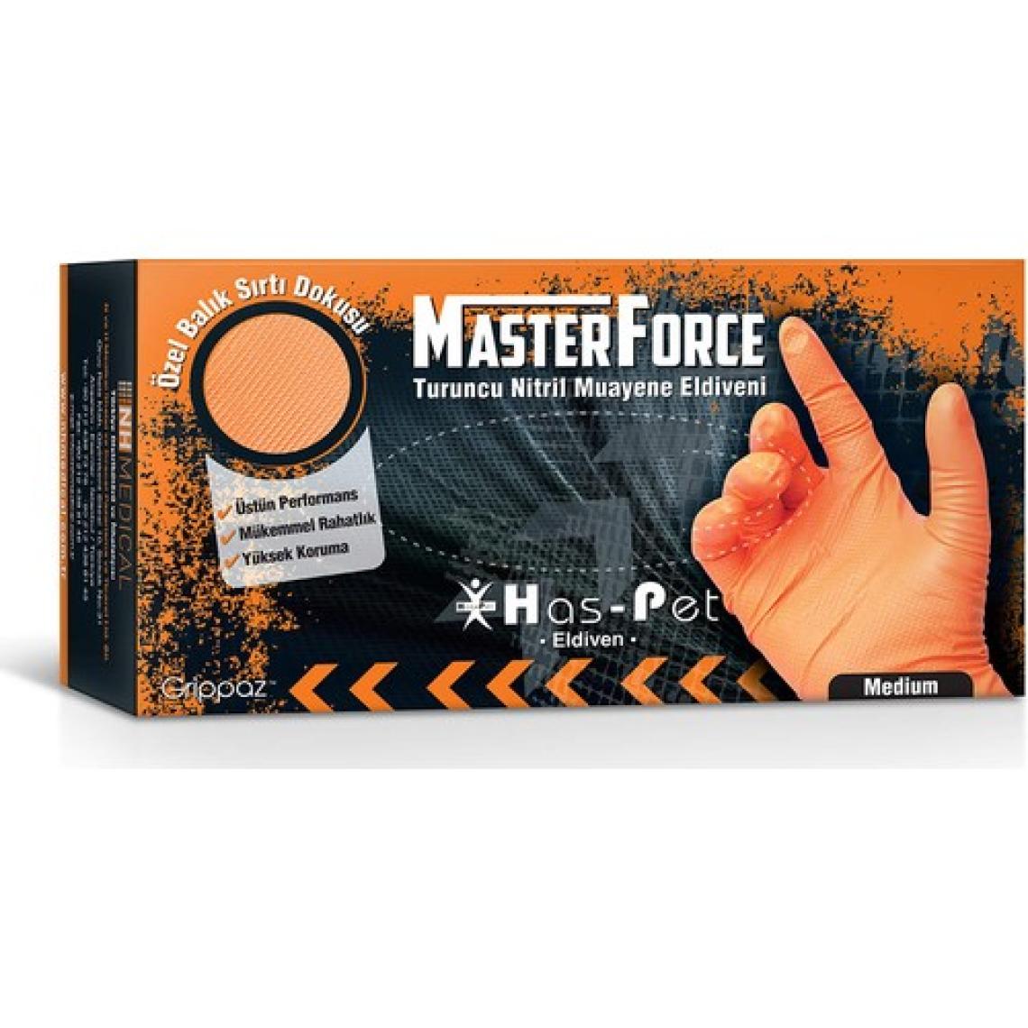 Has-Pet Masterforce Turuncu Nitril Eldiveni 50'li