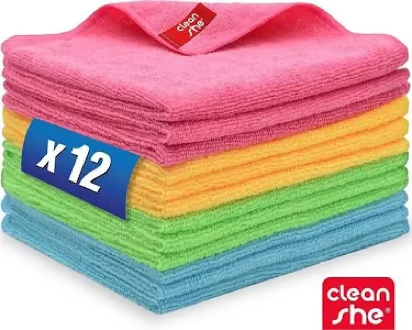 Cleanshe Klasik Seri Mikrofiber Genel Temizlik Bezi 12'li Set 35X40 Standart Temizlik