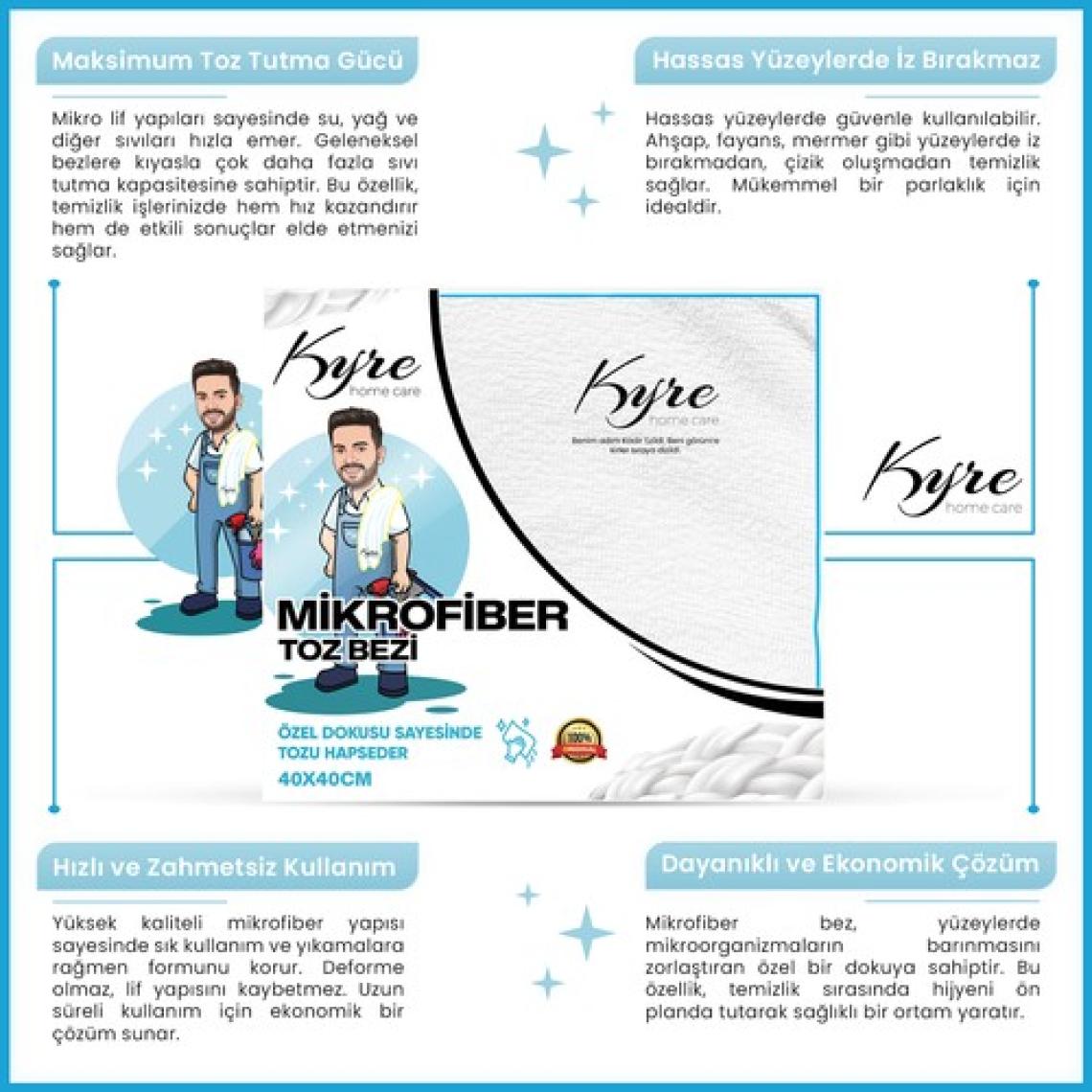 Kyre Mikrofiber Temizlik Bezi 40x40 cm - Anti-Statik, Çok Amaçlı ve Ergonomik Tasarım