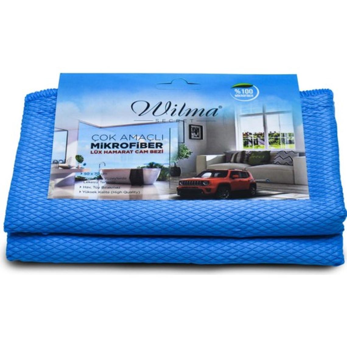 Wilma Secret Lüx Hamarat Büyük Boy 50X70 cm Mavi 2 Adet - Profesyonel Yüksek Kalite Oto Yıkama ve Kurulama Bezi Cam Bezi