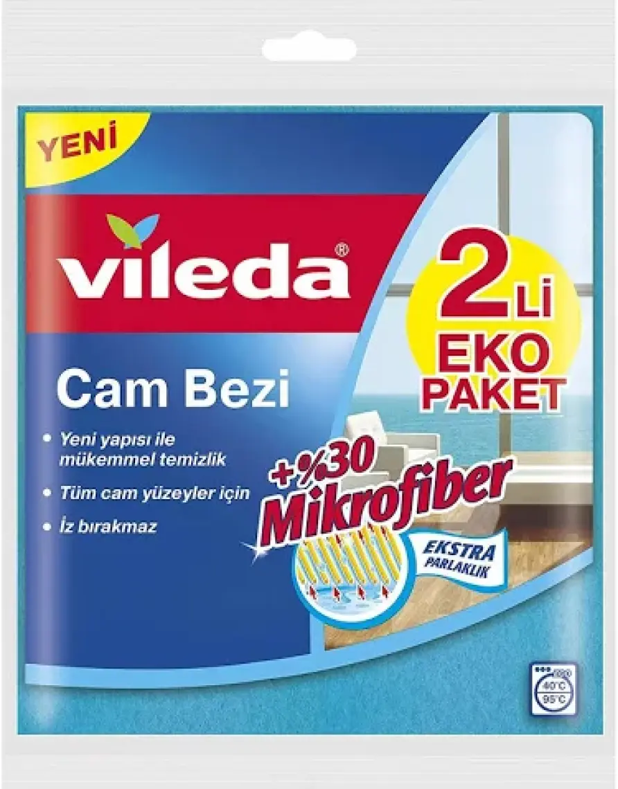 Vileda Mikrofiber Cam Bezi 39 x 34 cm 2 Adet