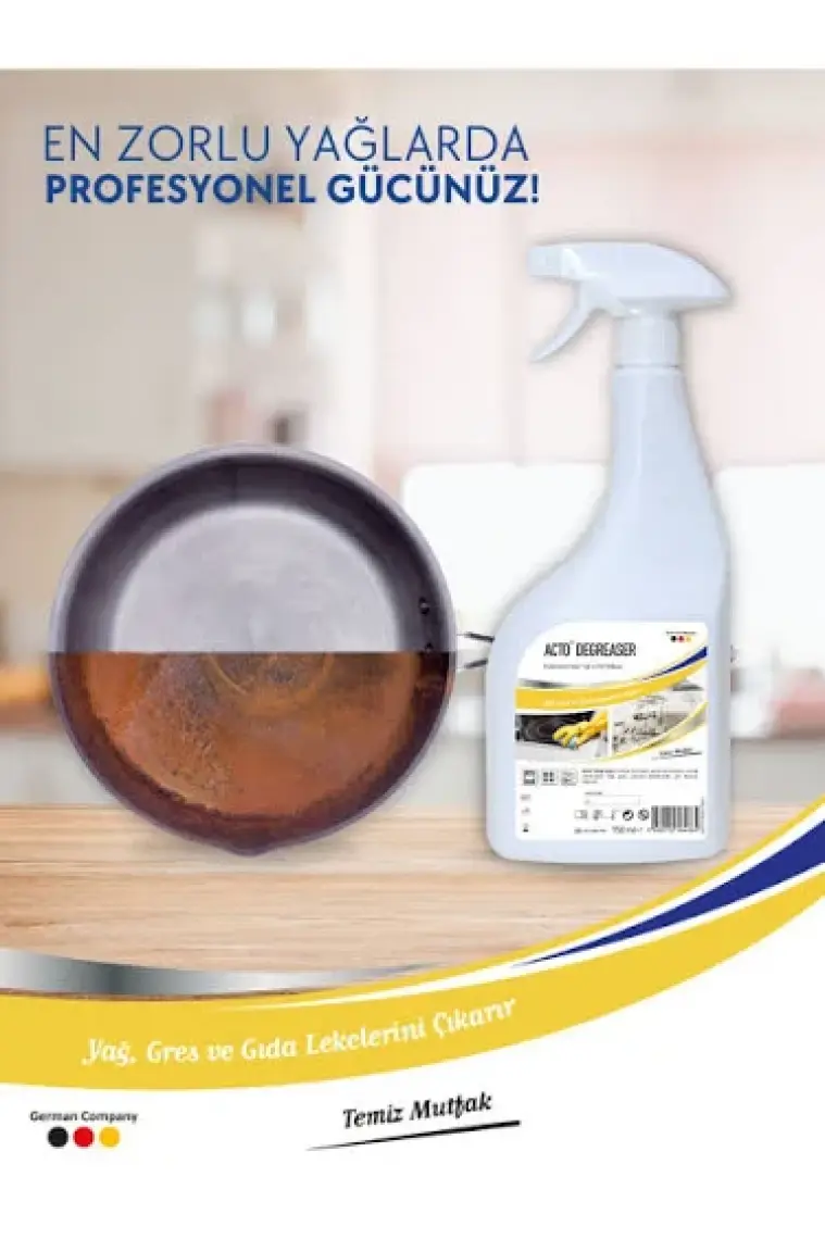 Acto Degreaser 750 ml Kullanıma Hazır Yağ ve Kir Çözücü Etkili Formül
